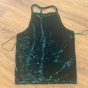 Green velvet cami top UO urban outfitters